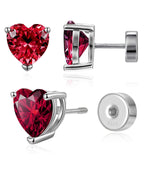 Heart Birthstone Flat Back Earrings