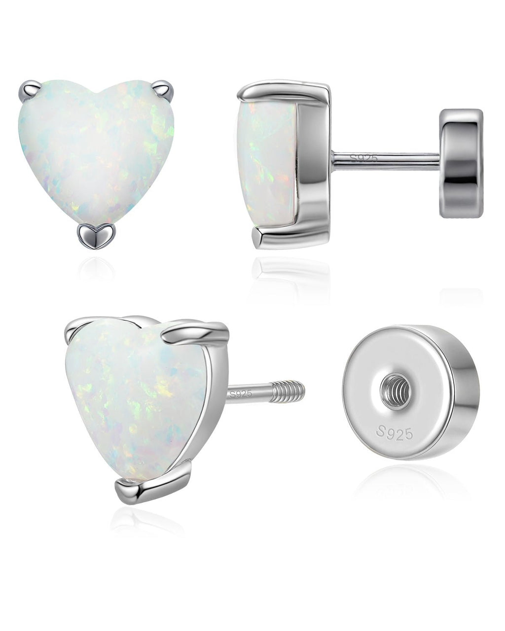 Heart Birthstone Flat Back Earrings