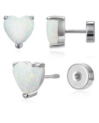 Heart Birthstone Flat Back Earrings