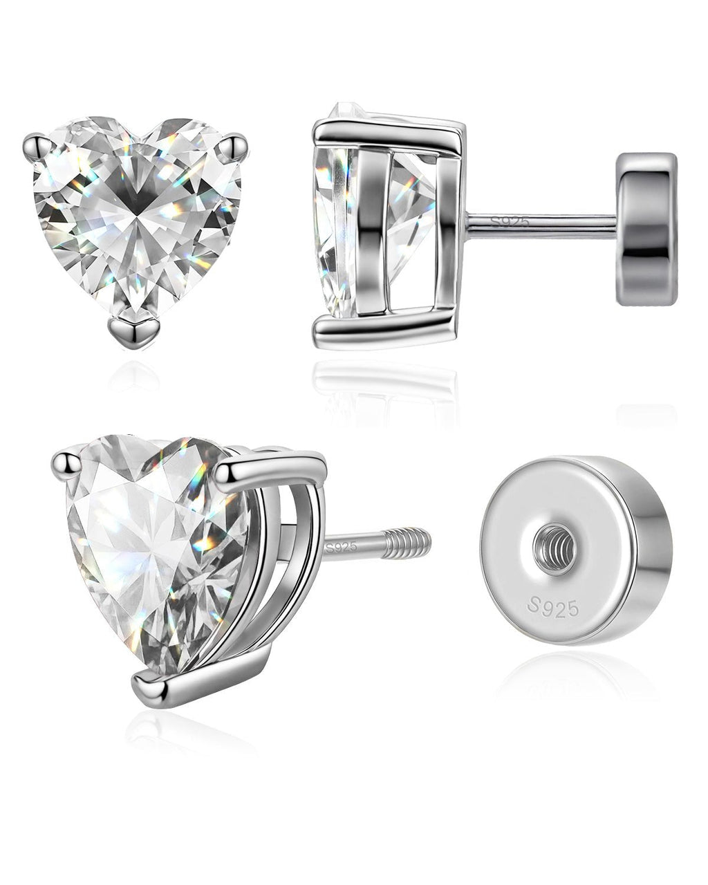 Heart Birthstone Flat Back Earrings