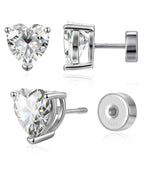 Heart Birthstone Flat Back Earrings