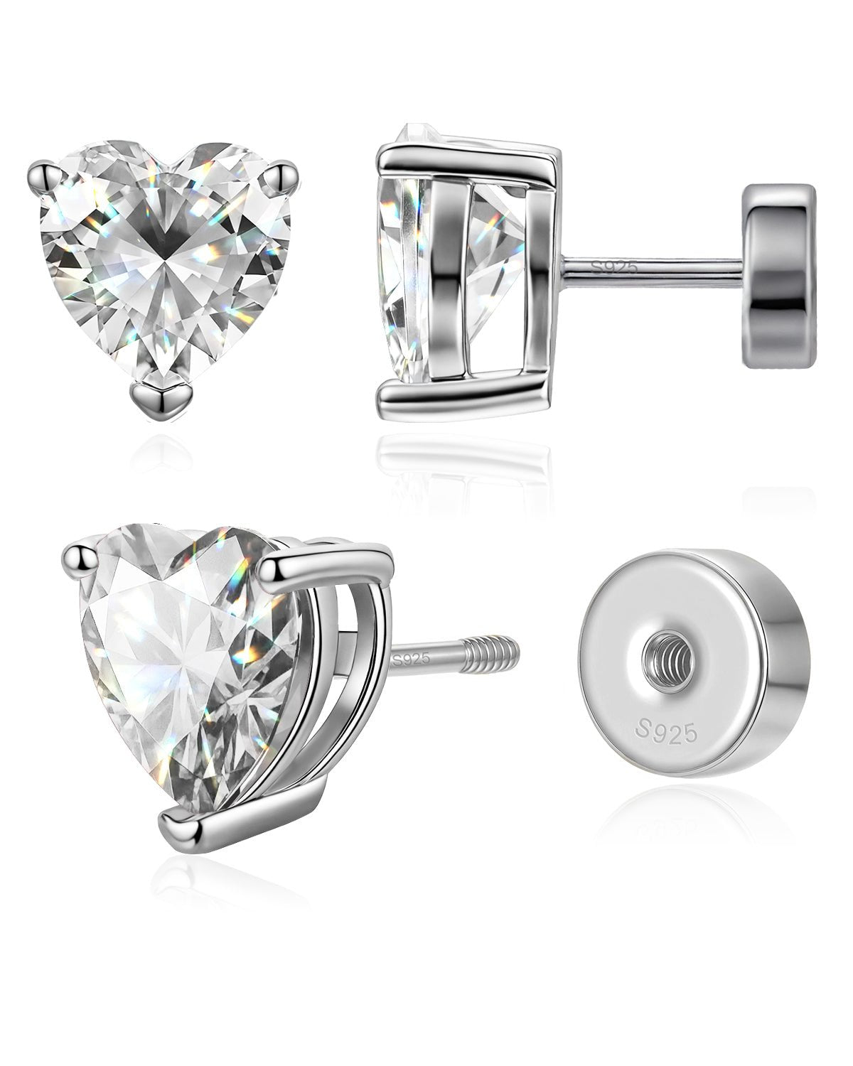 Heart Birthstone Flat Back Earrings