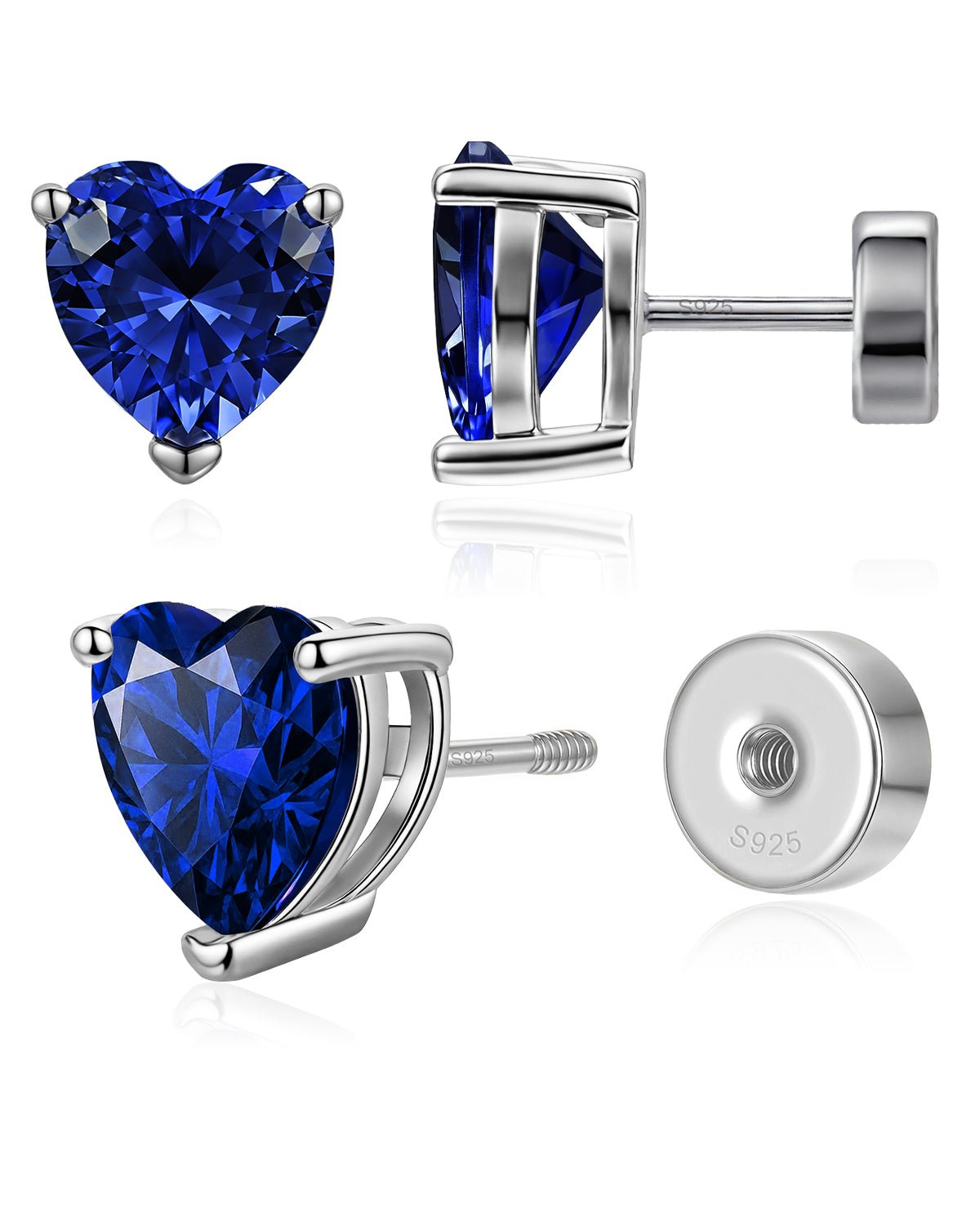 Heart Birthstone Flat Back Earrings