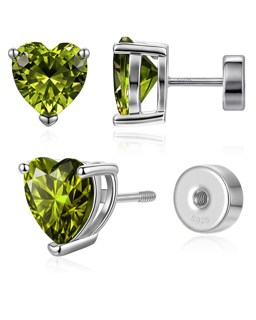 Heart Birthstone Flat Back Earrings