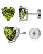 Heart Birthstone Flat Back Earrings