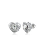 Heart Birthstone Flower Stud Earrings