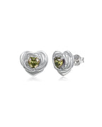 Heart Birthstone Flower Stud Earrings