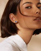 Heart Birthstone Flower Stud Earrings