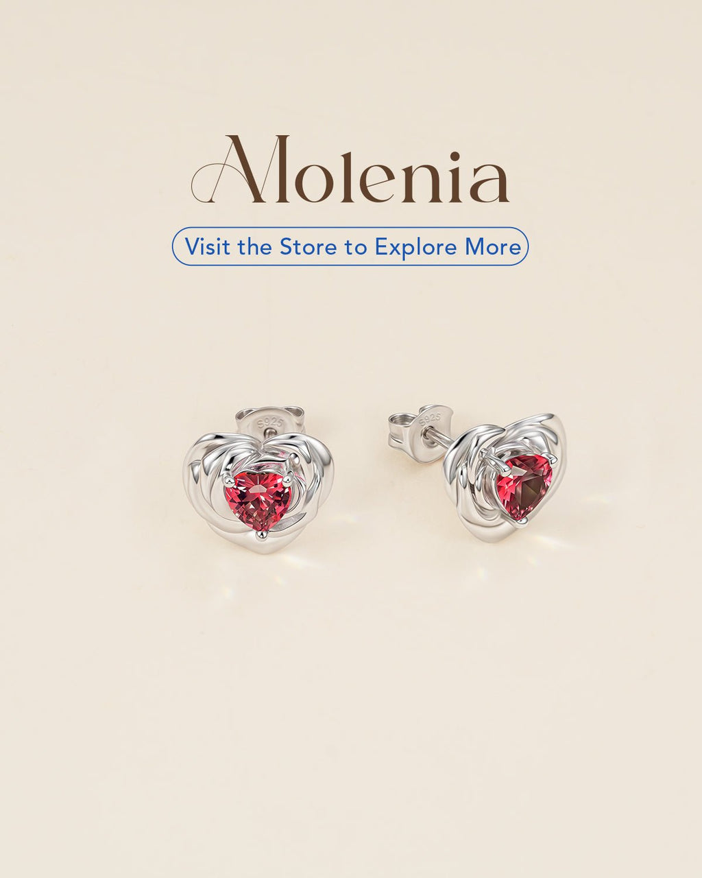 Heart Birthstone Flower Stud Earrings