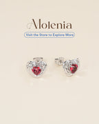 Heart Birthstone Flower Stud Earrings