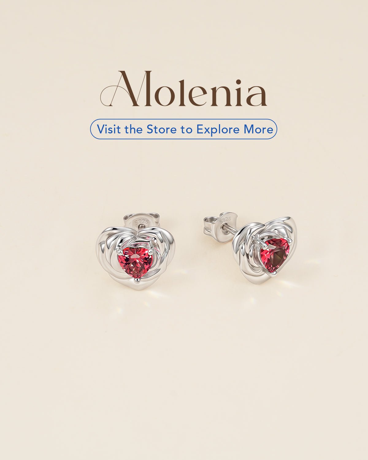 Heart Birthstone Flower Stud Earrings