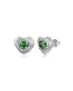 Heart Birthstone Flower Stud Earrings