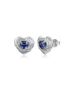 Heart Birthstone Flower Stud Earrings