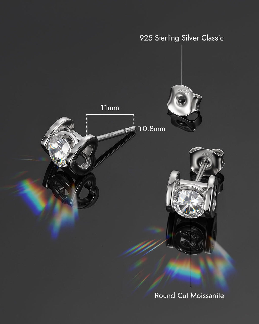 Heart Moissanite Stud Earrings