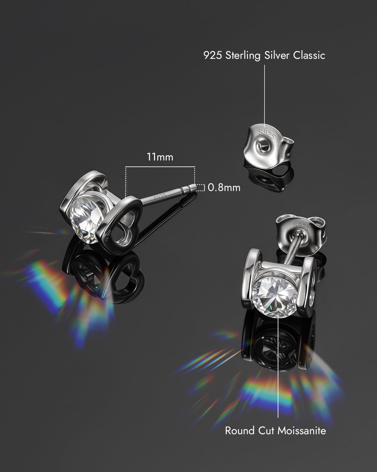 Heart Moissanite Stud Earrings