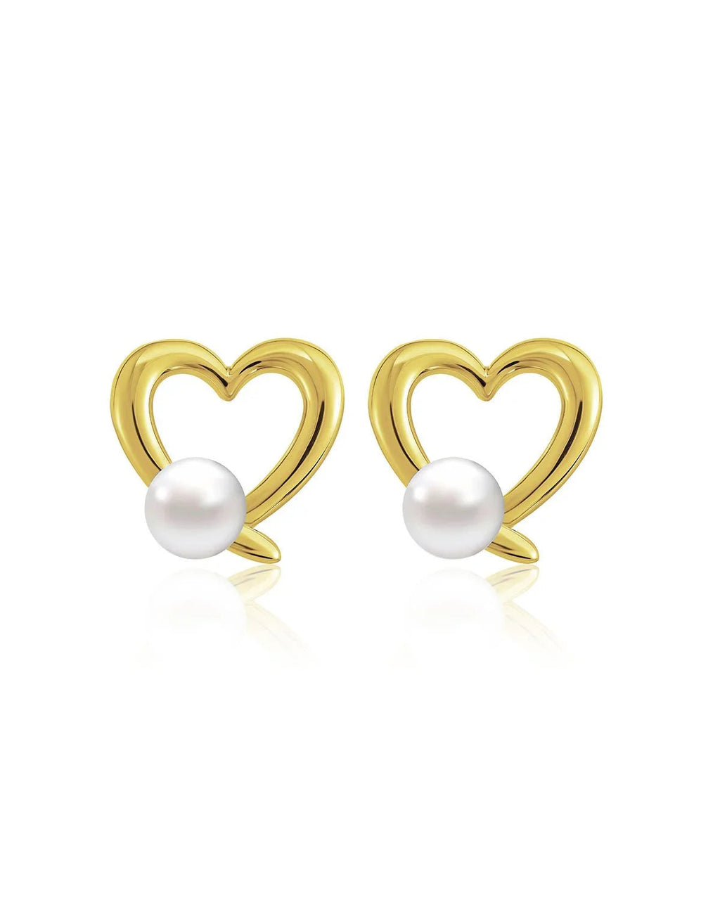 Heart-Shaped Pearl Stud Earrings