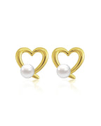Heart-Shaped Pearl Stud Earrings
