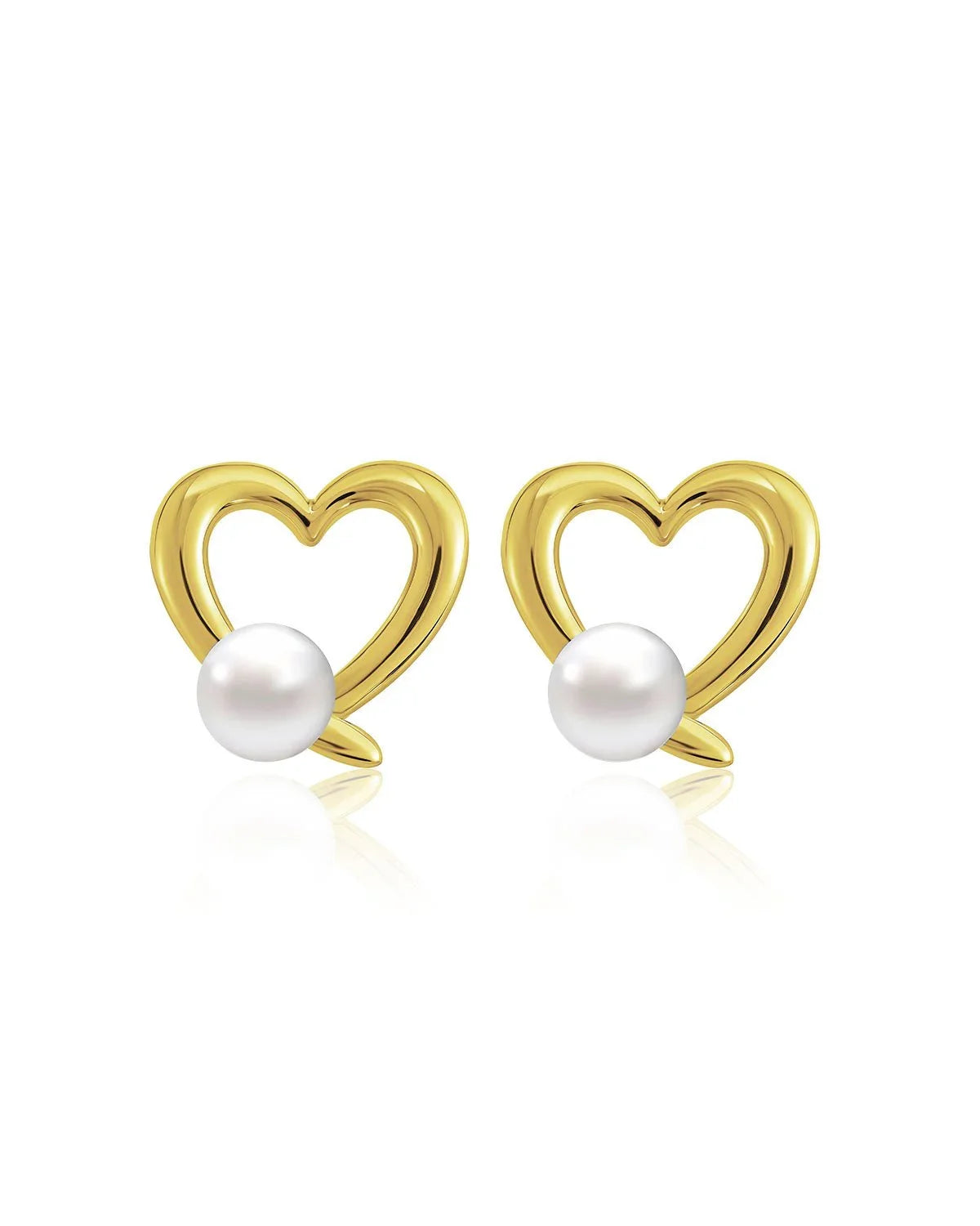 Heart-Shaped Pearl Stud Earrings