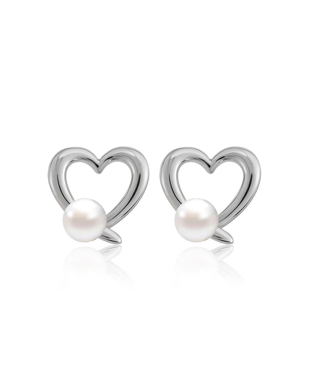 Heart-Shaped Pearl Stud Earrings