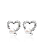 Heart-Shaped Pearl Stud Earrings