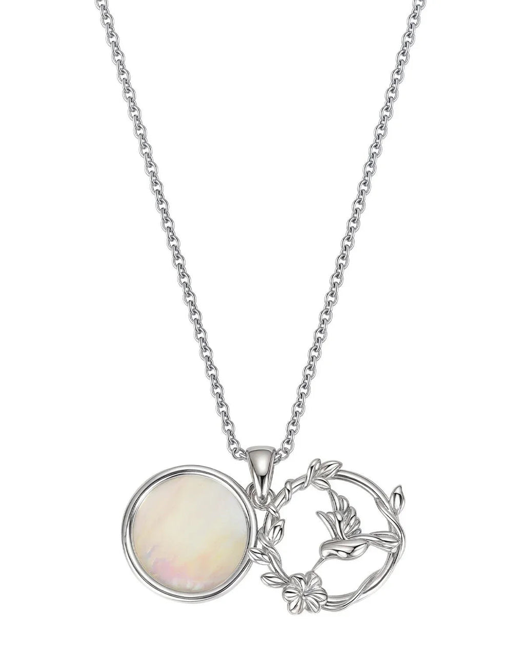 Hummingbird & Flower Charm Necklace