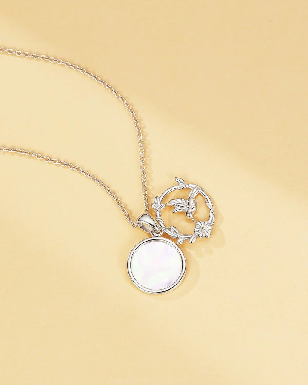 Hummingbird & Flower Charm Necklace