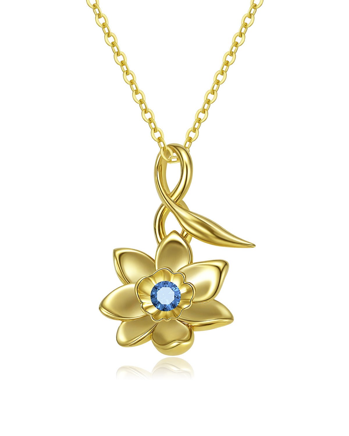 Infinity Birth Flower Necklace with Birthstone