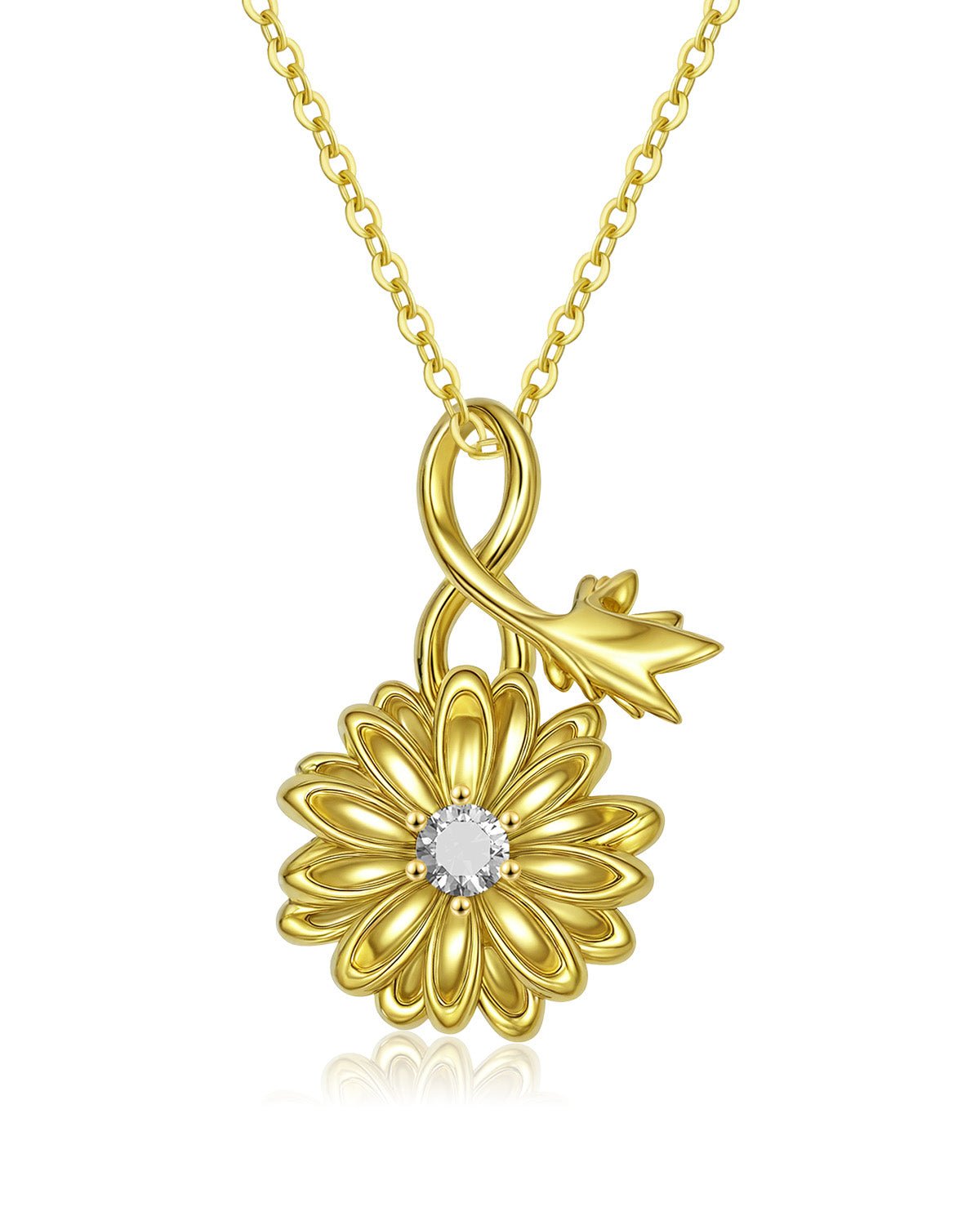 Infinity Birth Flower Necklace with Birthstone