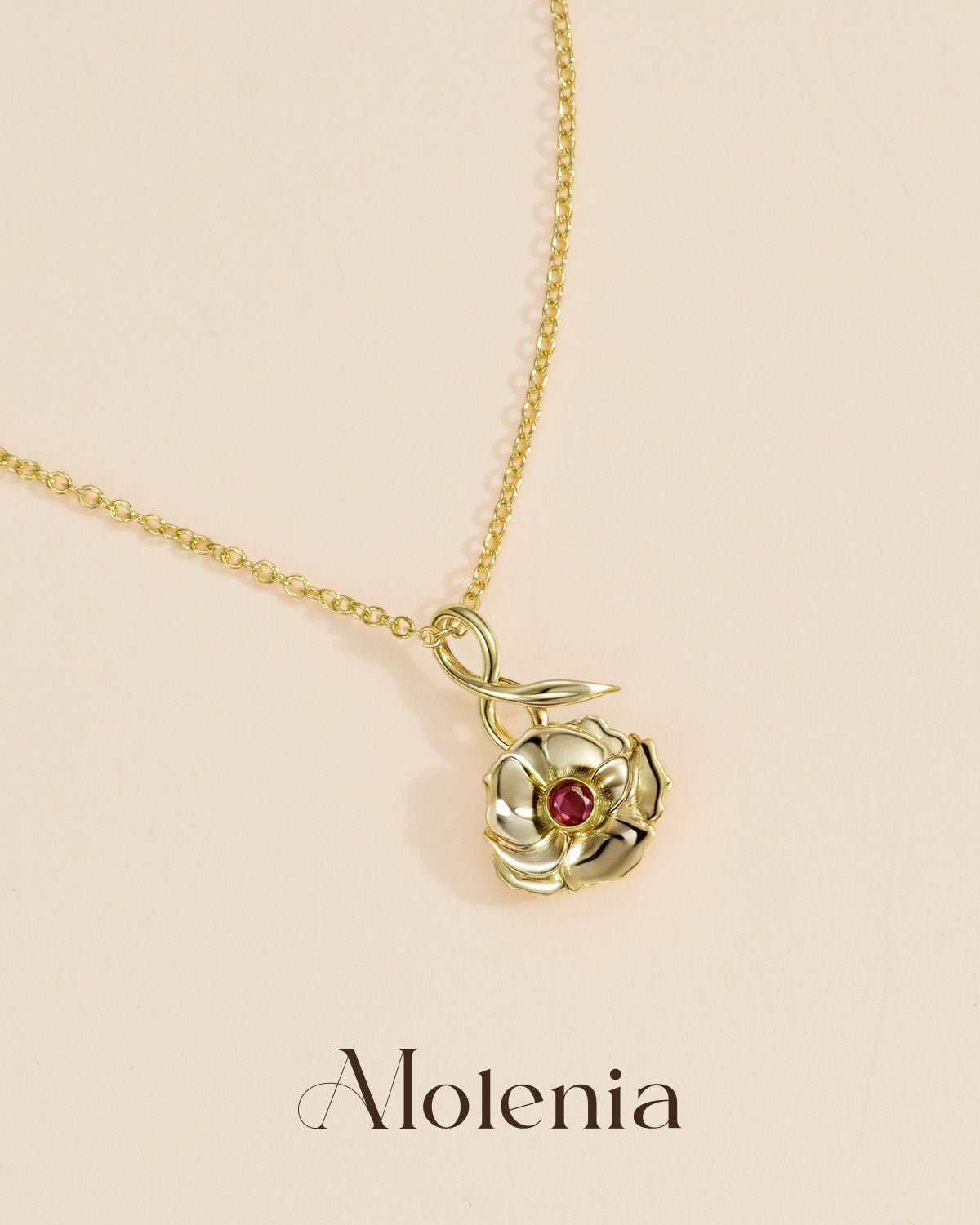 Infinity Birth Flower Necklace with Birthstone