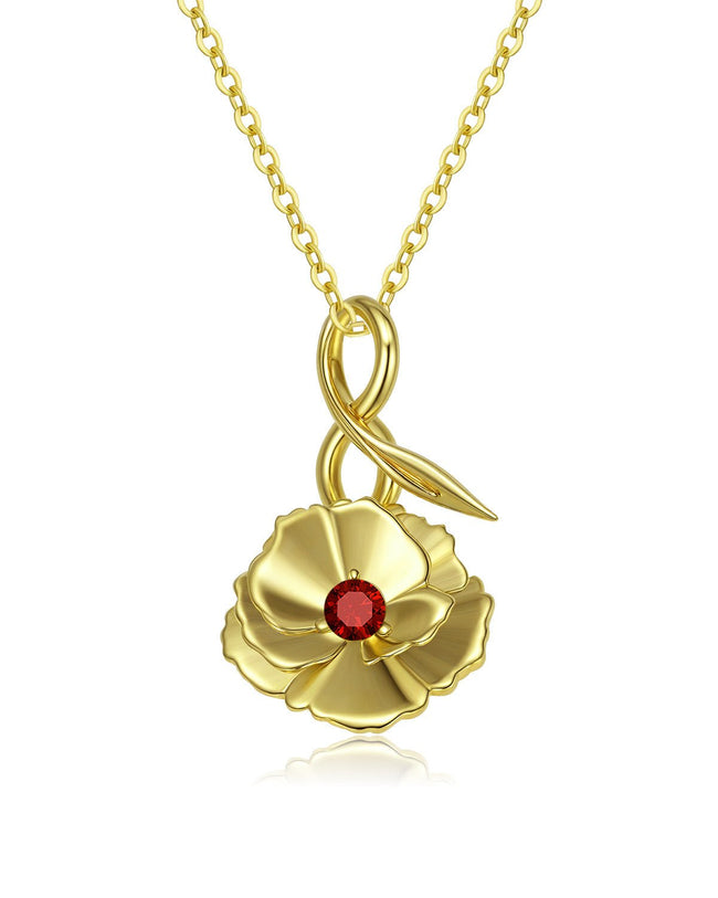 Infinity Birth Flower Necklace with Birthstone Hover Image