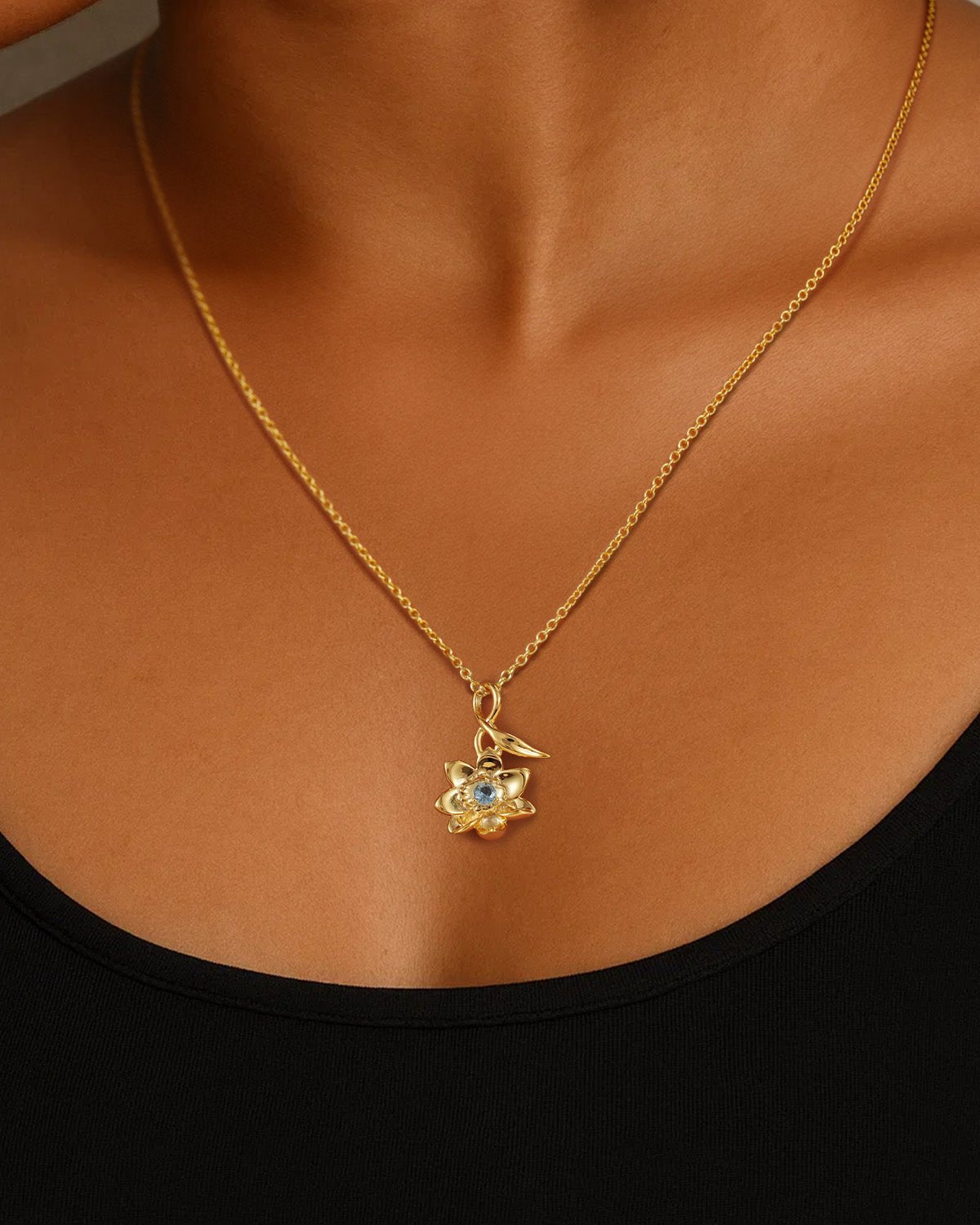 Infinity Birth Flower Necklace with Birthstone