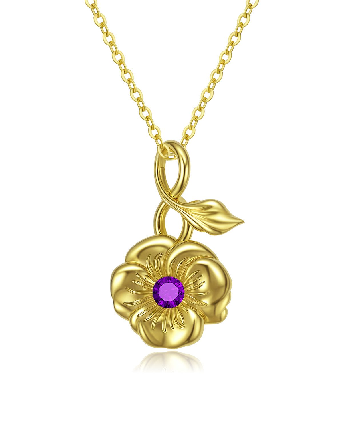 Infinity Birth Flower Necklace with Birthstone