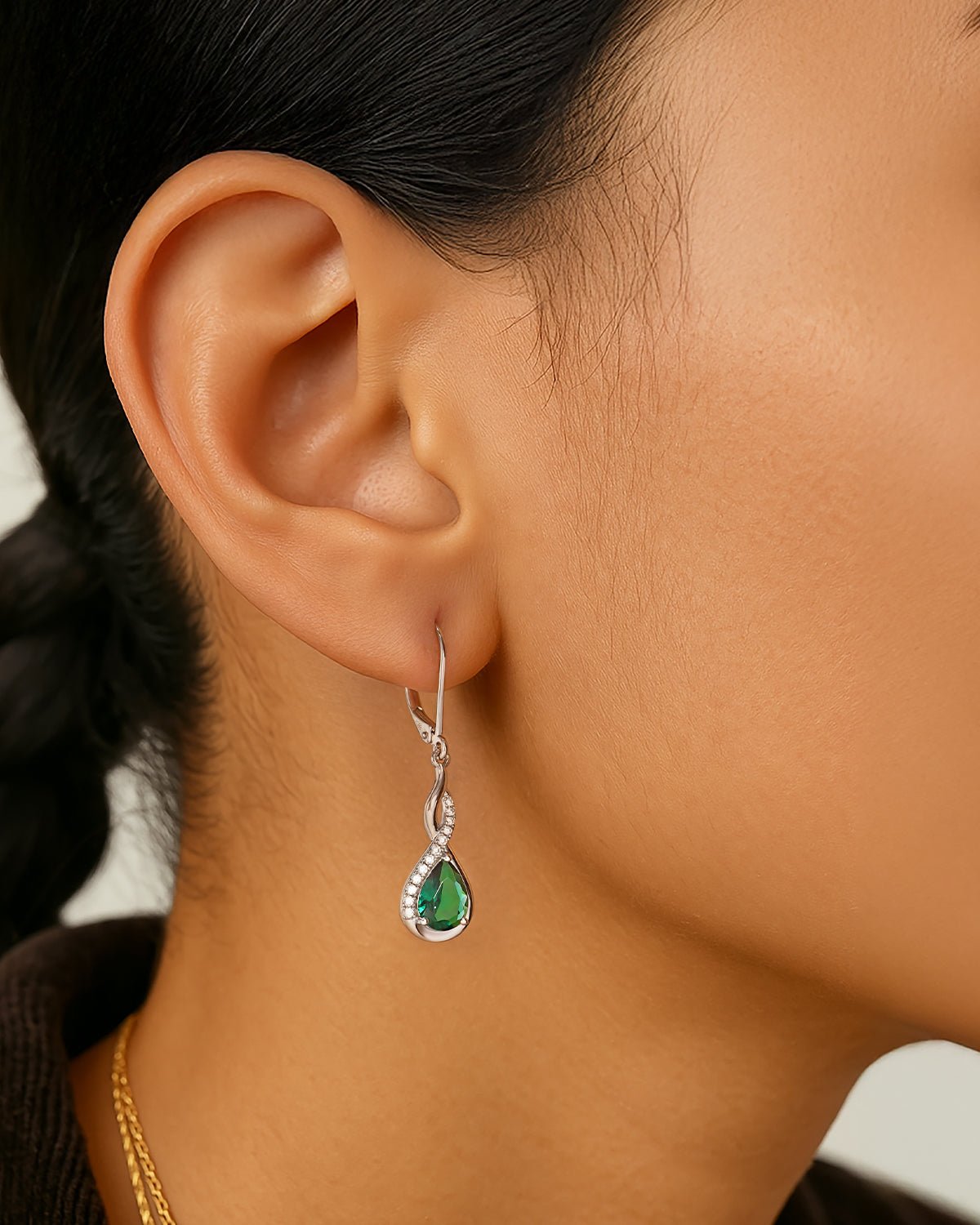 Infinity Teardrop Birthstone Earrings