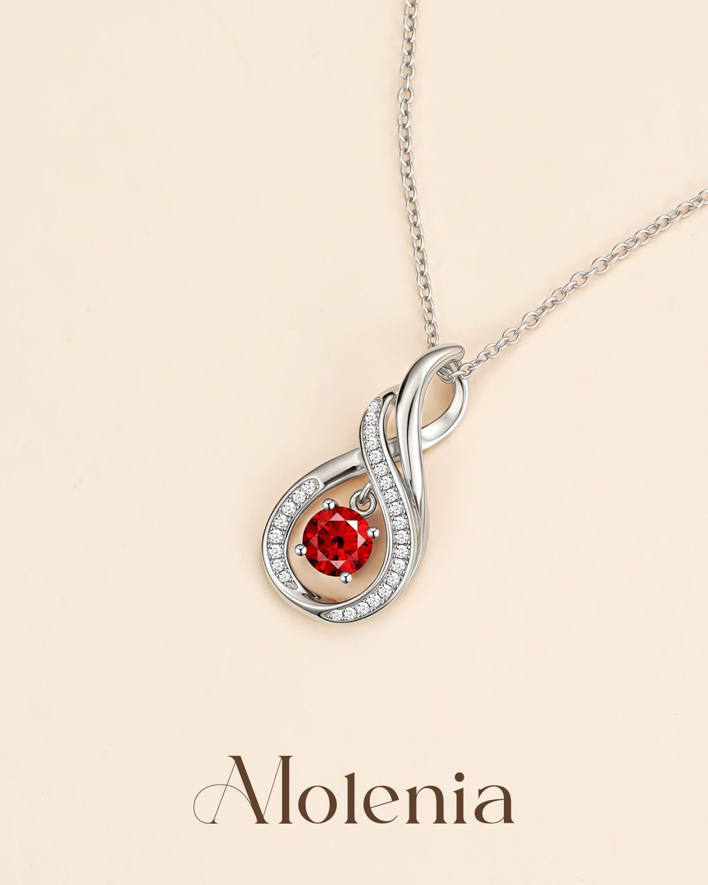 Infinity Teardrop Birthstone Necklace