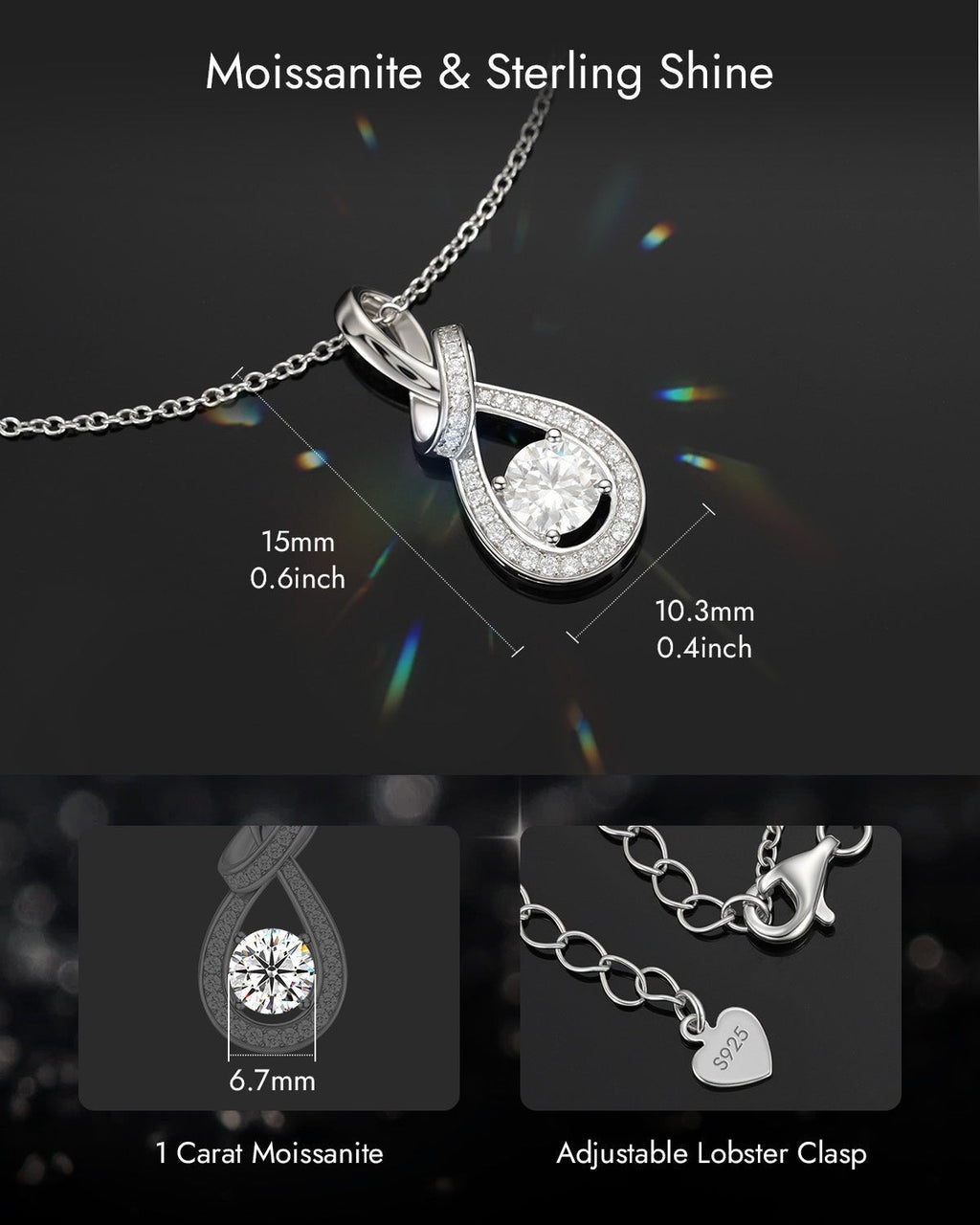 Infinity Teardrop Moissanite Necklace