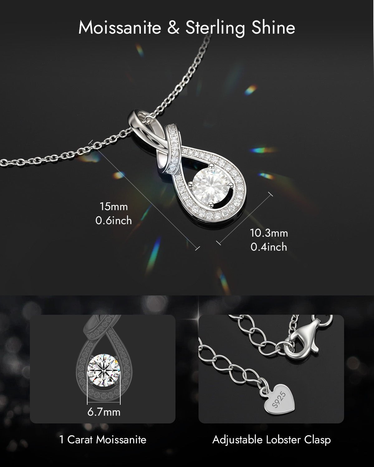 Infinity Teardrop Moissanite Necklace