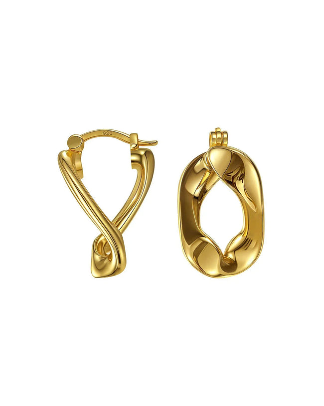 Irregular Gold Hoop Earrings Hover Image