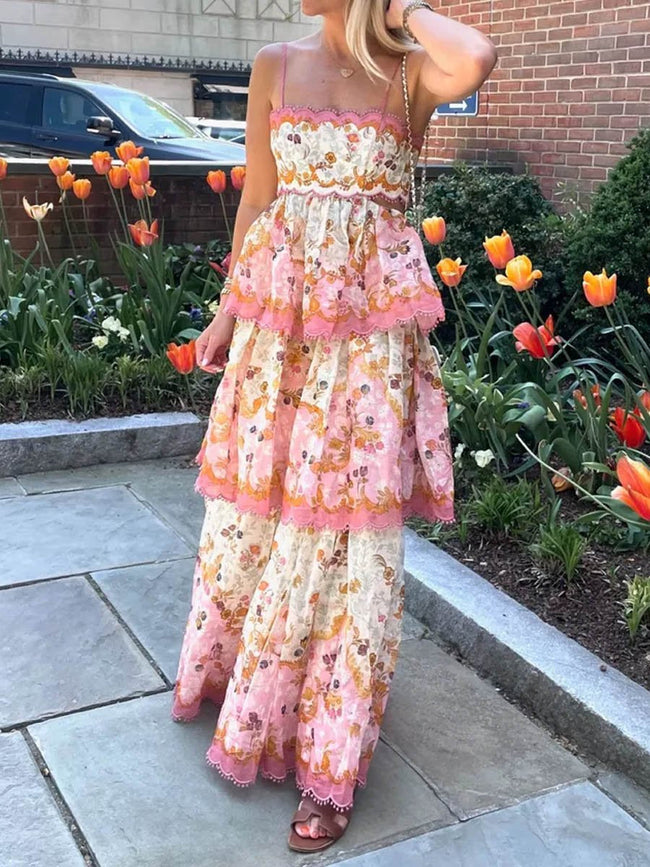 Fashionable Embroidered Cake Sling Dress Hover Image