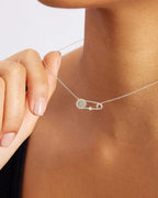 Lucky Star Safety Pin Necklace – Diamond-Inspired Pendant for Women