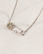 Lucky Star Safety Pin Necklace – Diamond-Inspired Pendant for Women