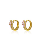 Mini Pink Cubic Zirconia Huggie Earrings