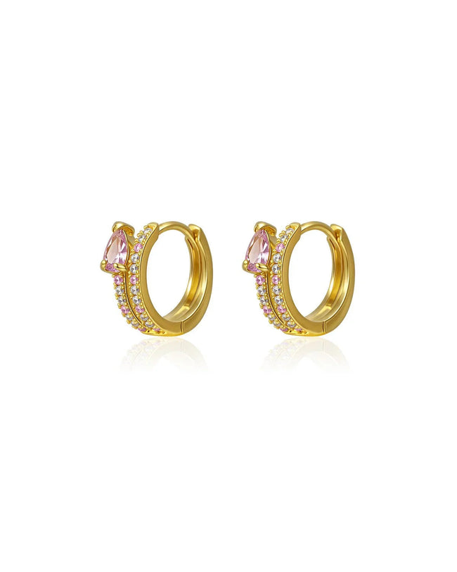 Mini Pink Cubic Zirconia Huggie Earrings Hover Image