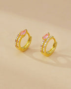 Mini Pink Cubic Zirconia Huggie Earrings