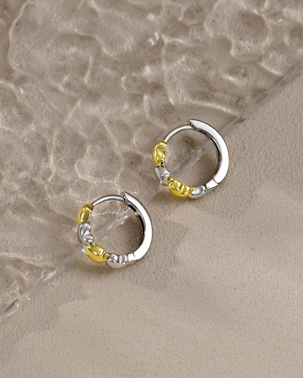 Mixed Metal Small Hoop Earrings