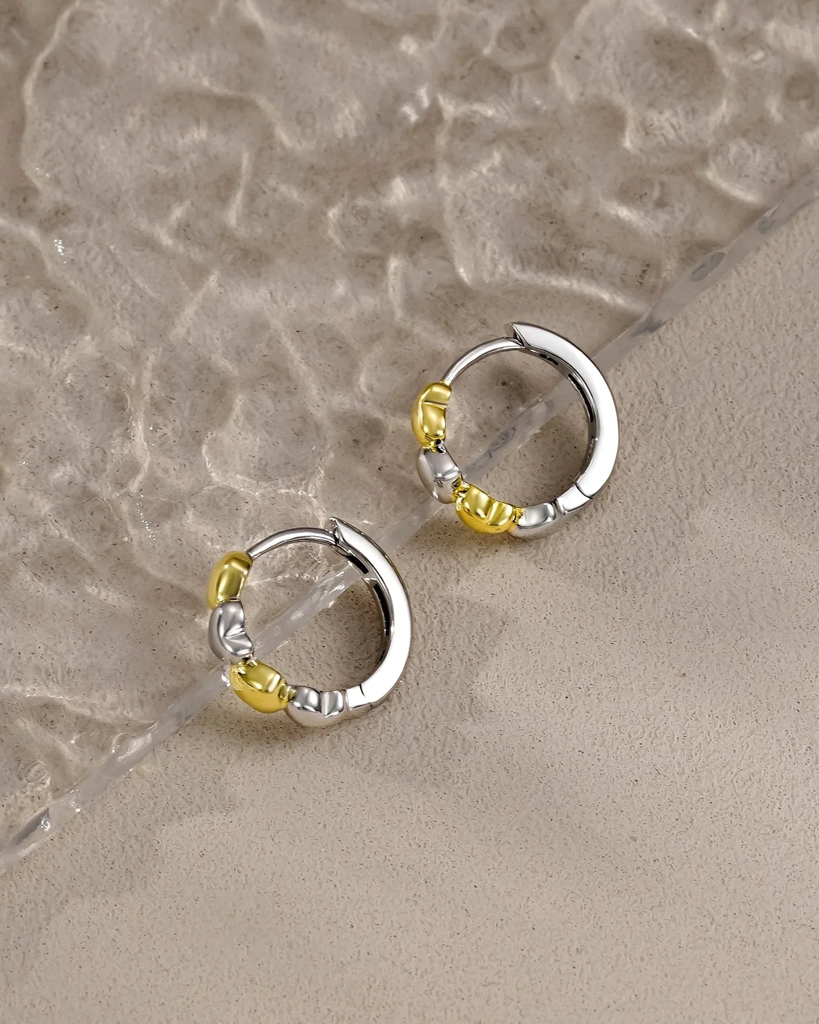 Mixed Metal Small Hoop Earrings