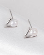 Modern V-Shape Pearl Stud Earrings