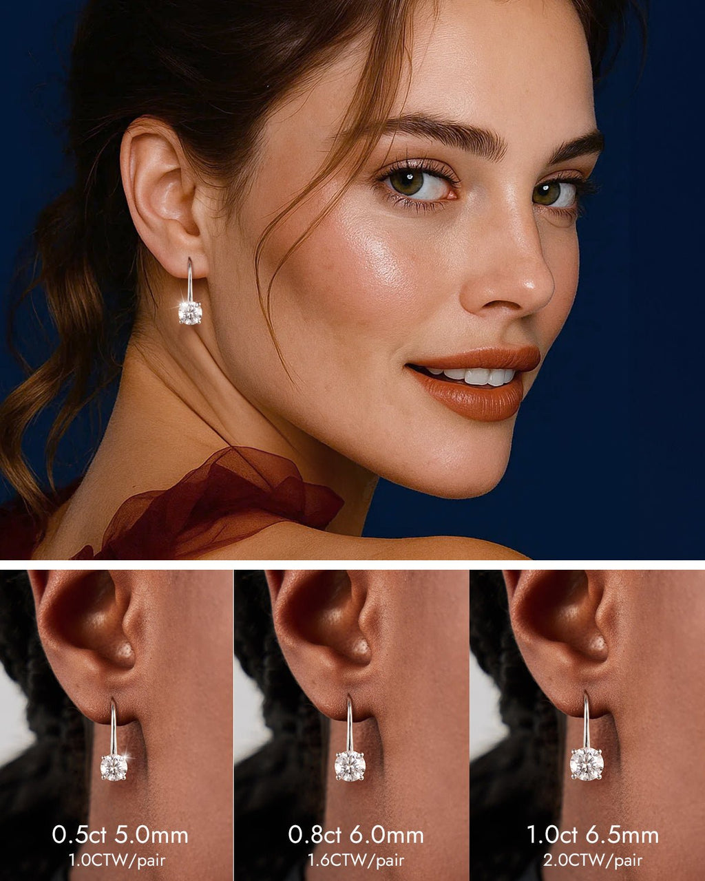 Moissanite Lever‑Back Drop Earrings