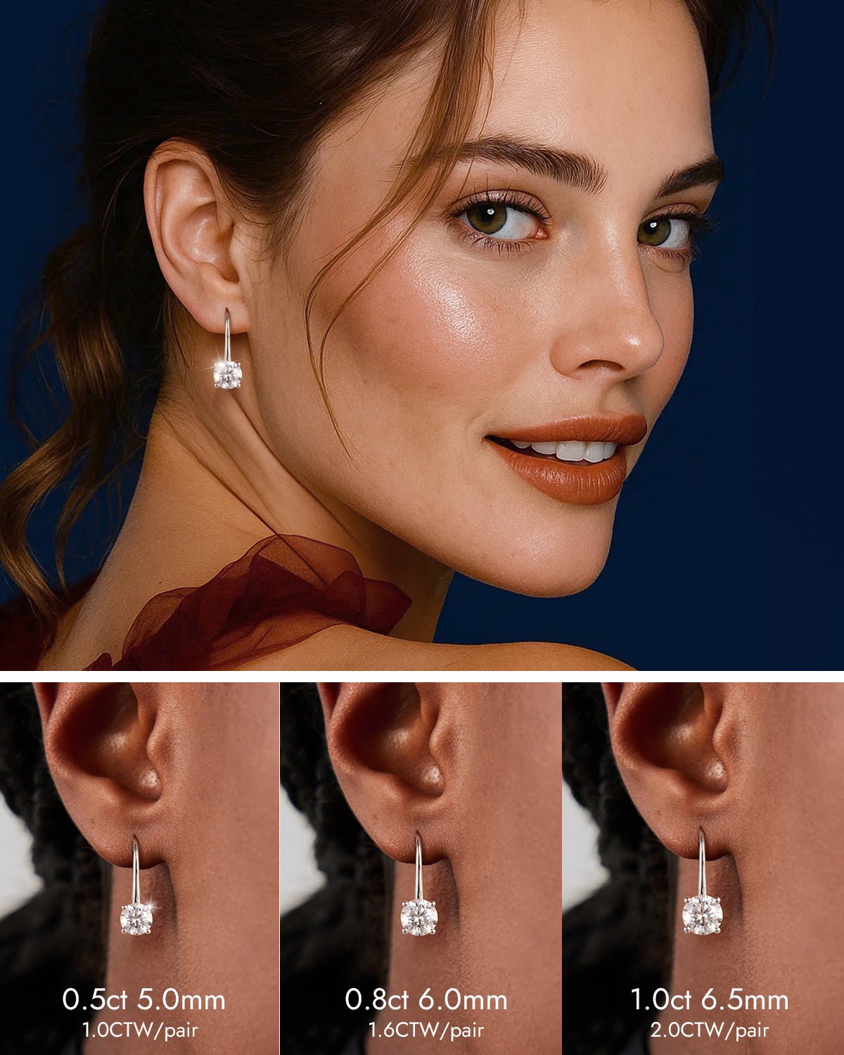 Moissanite Lever‑Back Drop Earrings