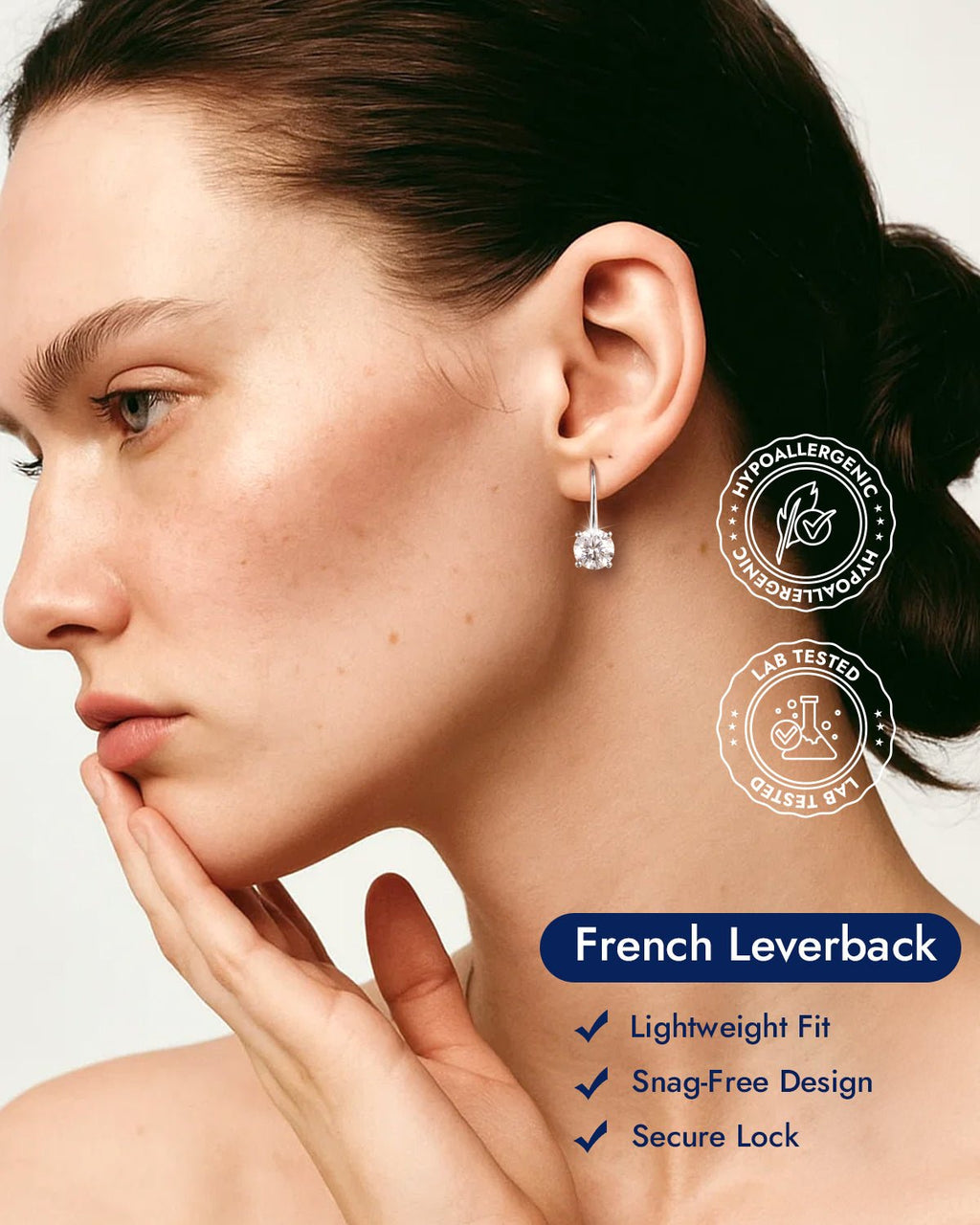 Moissanite Lever‑Back Drop Earrings