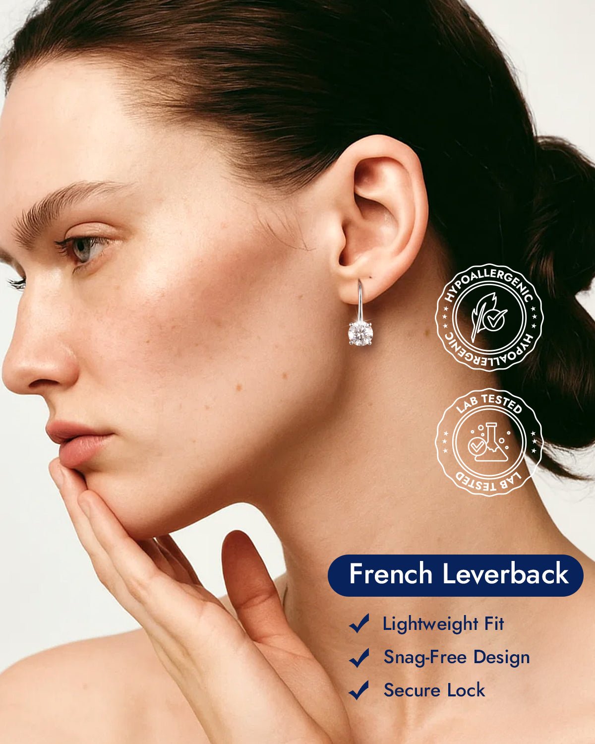 Moissanite Lever‑Back Drop Earrings